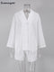 Sumuyoo Summer White 100% Cotton Shorts Suits Women 2022 Long Sleeve Casual Top Sets Wide Leg Shorts Sets 2 Pieces Outfits
