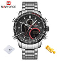 NAVIFORCE Men Watch Luxury Brand Sport Watch For Men Digital Chronograph Quartz Wristwatch Military Waterproof Steel Band Clock
