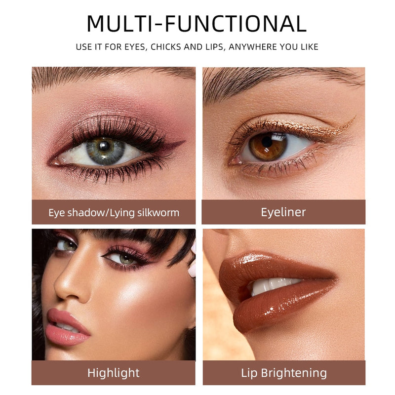 QIBEST Pearlescent Silkworm Eyeshadow Pen Lasting Waterproof Shiny Pigment Cosmetics Glitter Matte Nude Eye Shadow Pencil Makeup