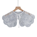 Royal Style Cotton Fake Collar Shawl Wrap Hollow Out Floral Lace Ruffled Trim Necklace Pointed Triangle Lapel Blouse