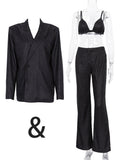 Tossy Glitter Silver Party Two Piece Pants Set Women Club Night Outfits Fashion Sparkly Blazer Matching Sets Femme Tracksuit