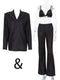 Tossy Glitter Silver Party Two Piece Pants Set Women Club Night Outfits Fashion Sparkly Blazer Matching Sets Femme Tracksuit