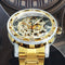 WINNER Transparent Skeleton Watch for Men Mechanical Wristwatches Diamond Watches Mens Luxury Stainless Steel Strap Unisex Clock