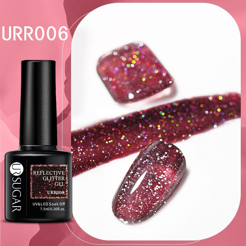 UR SUGAR Sparkling Gel Nail Polish Reflective Glitter Nail Gel Semi Permanent Nail Art Varnish For Manicures Need Base Top Coat