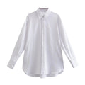 PB&amp;ZASpring 2022 Women&#39;s Versatile Long Sleeve Lapel Front Patch Pockets Side Slit Hem Buttoned Closure Linen Shirt