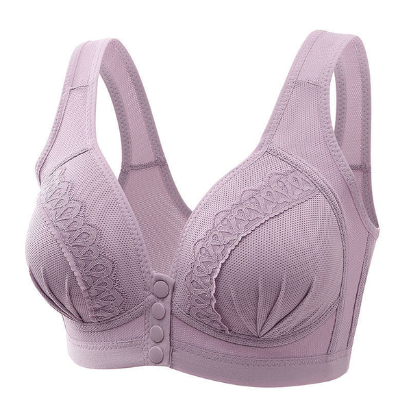 3PCS New Arrival Large Size Front Button Comfortable Gather Bra Breathable Thin Section Without Steel Ring Women Underwear 105