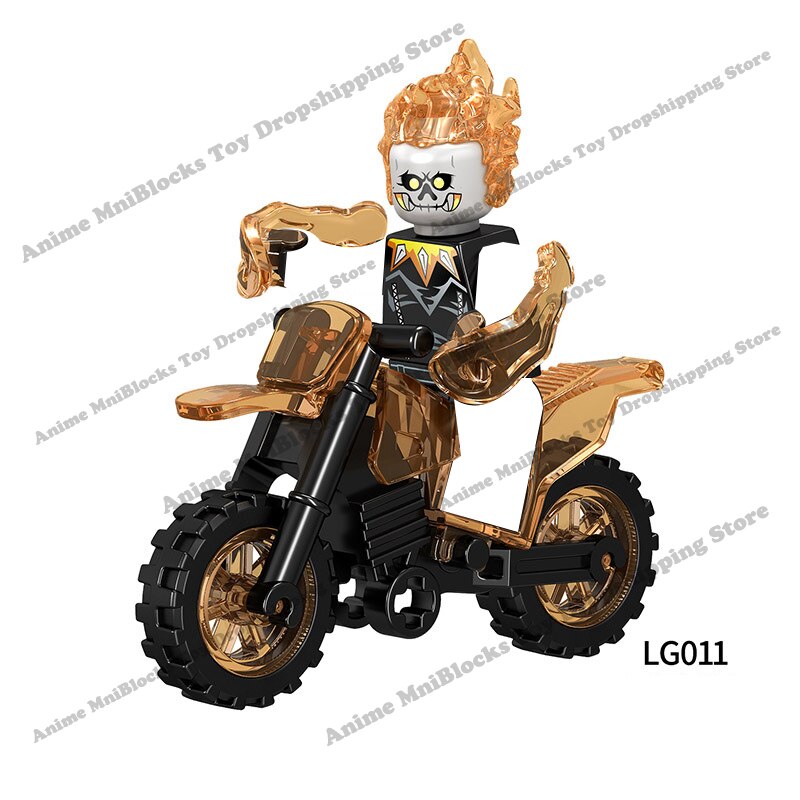 LG1002 Disney Building Blocks Luminous With Motorcycle Plastic mini action toy Figures Children Toys birthday gifts