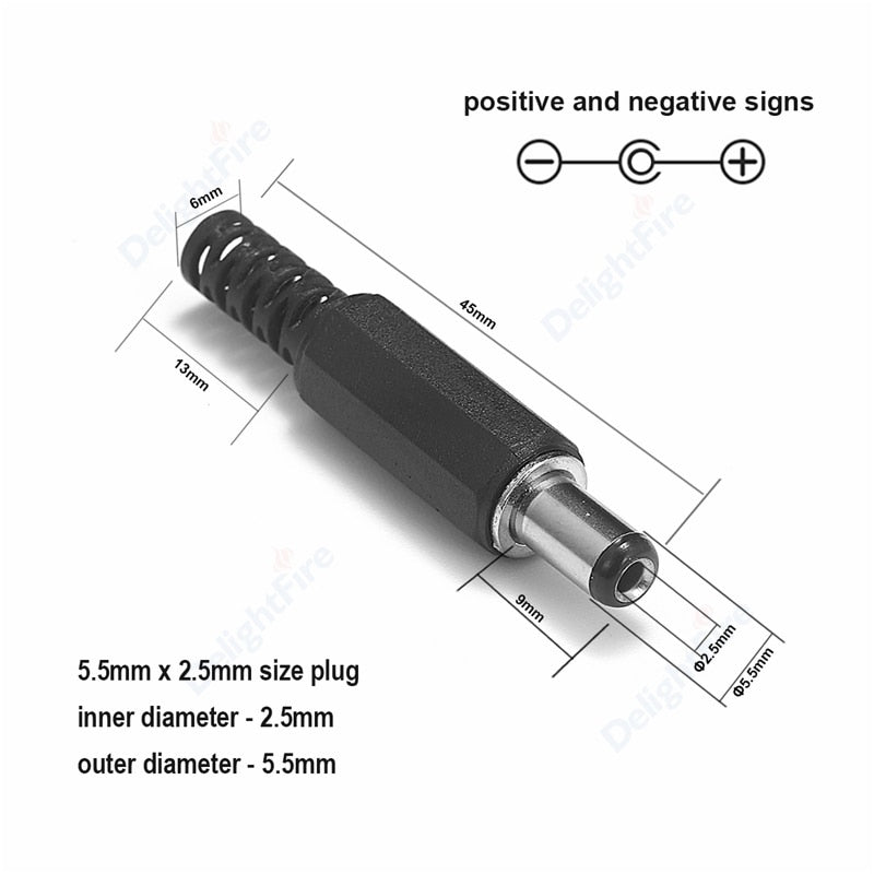 12V 3A 5.5mm 2.1mm Plug Socket DC Connectors DC Power Socket Male Female Jack Screw Nut Panel Mount DC Power Adapter Connector