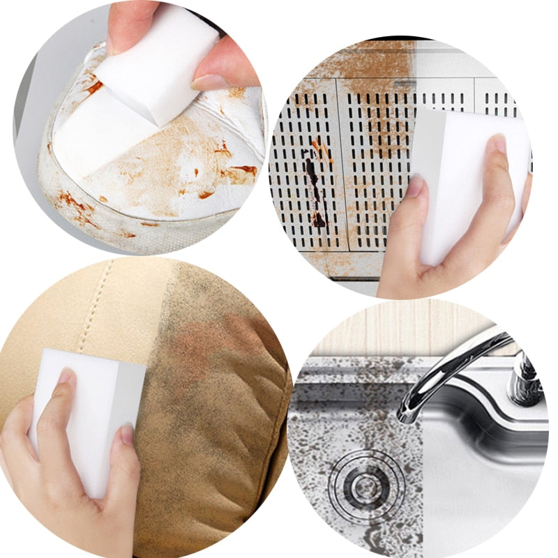 100 pcs/lot Melamine Sponge Magic Sponge Eraser Kitchen Bathroom Cleaning Eraser Dish Car Office Cleanser Sponge 100*60*20mm