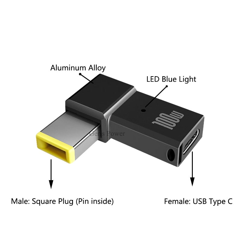 100W USB Type C to Dc Power Jack Connector USB C to Universal Laptop Power Adapter Plug Converter for Asus Dell Lenovo Notebook