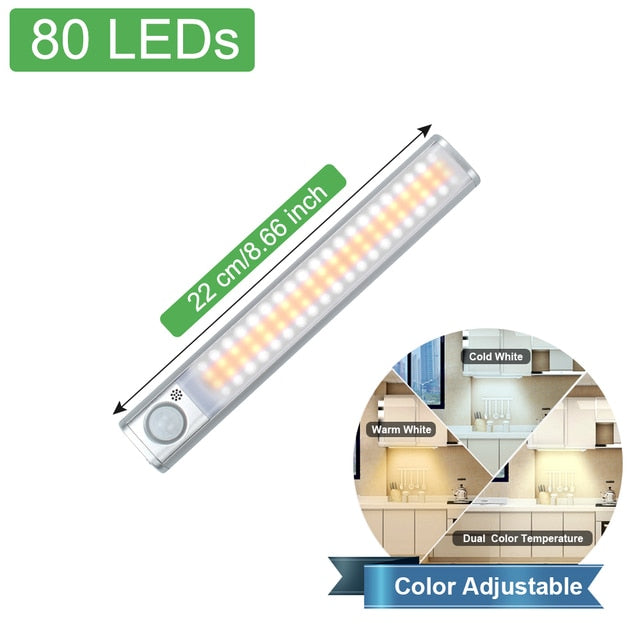 LED Closet Light 160 LEDs Lamp with Motion Sensor Light Kitchen Lighting USB Rechargeable Under Cabinet Lights for Bedroom