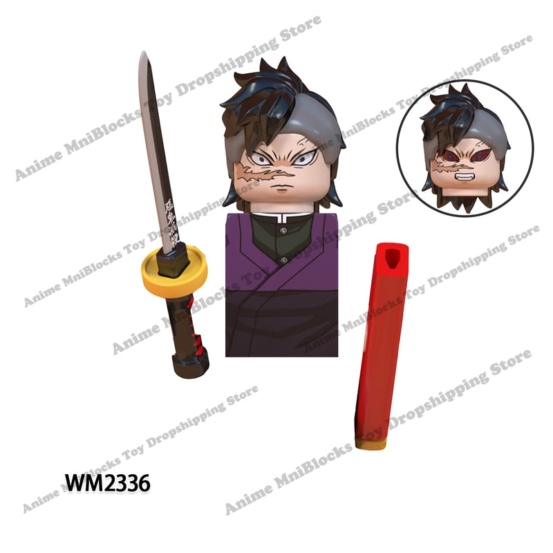 WM6116 WM6137 WM2344-A Demon Slayer Japanese Anime Uzui Tengen Rengoku Kyoujurou Tanjirou mini Action toy Figures Assemble toys