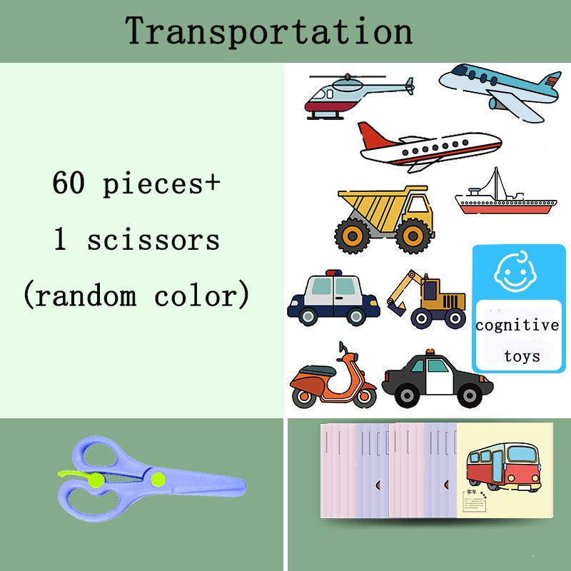 96 Pcs/Set Cartoon Color Paper Cutting Toys DIY Kids Craft Animal Handcraft Paper Art Learning Educational Toy