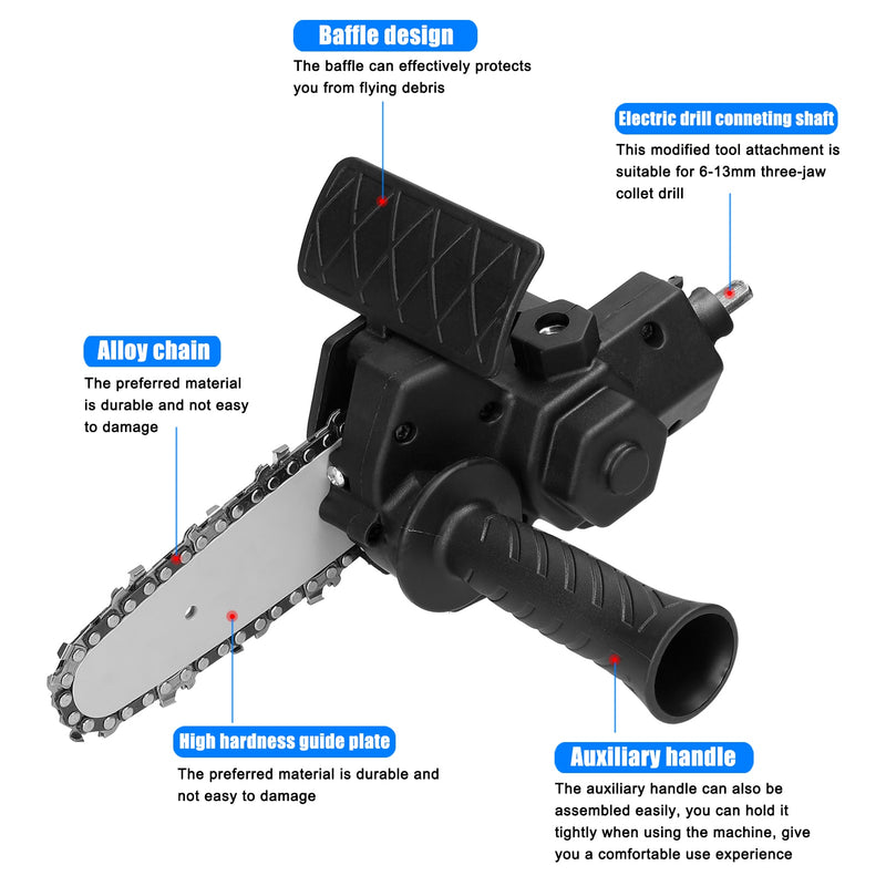 4/6 Inch Electric Drill Modified To Electric Chainsaw Tool Attachment Electric Chainsaws Accessory Set Woodworking Cutting Tool