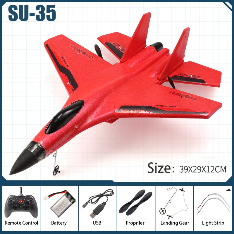 Rc Plane SU 57 Radio Controlled Airplane with Light Fixed Wing Hand Throwing Foam Electric Remote Control Plane toys for kids