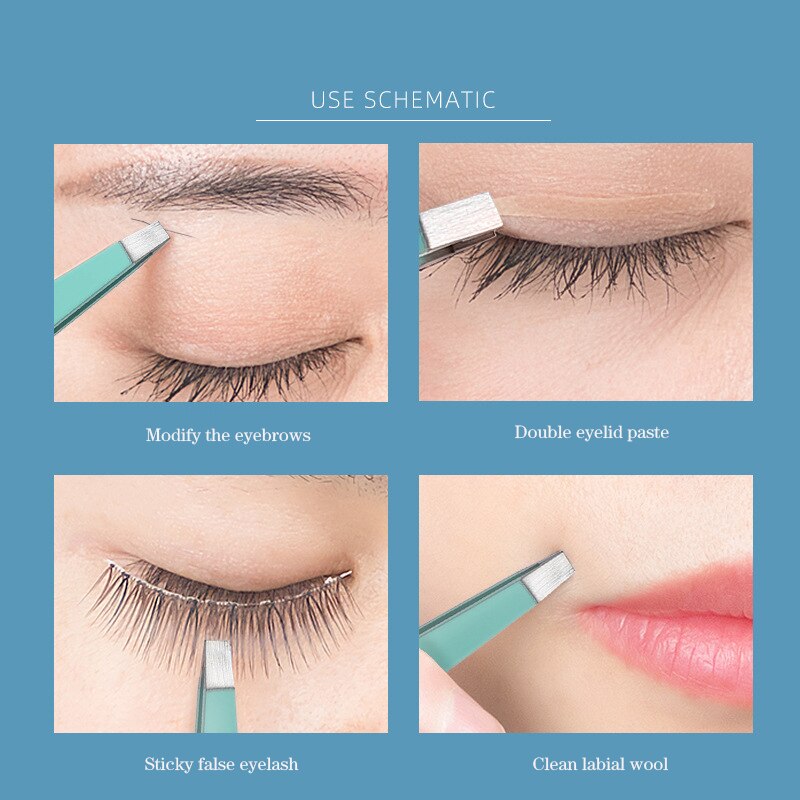 1 Pcs 4 Styles Tip Flat Eyebrow Tweezers Stainless Steel Point Tip Slant Hair Removal Beauty Makeup Tools Accessory