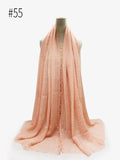 Pleated Plain Hijab Scarf Muslim Women Cotton Crinkle Headband Veil Scarves 2021 Fashion Islamic Headscarf Head Wraps Turban