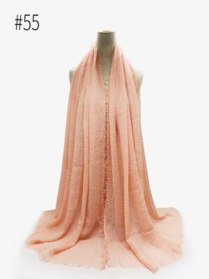 Pleated Plain Hijab Scarf Muslim Women Cotton Crinkle Headband Veil Scarves 2021 Fashion Islamic Headscarf Head Wraps Turban