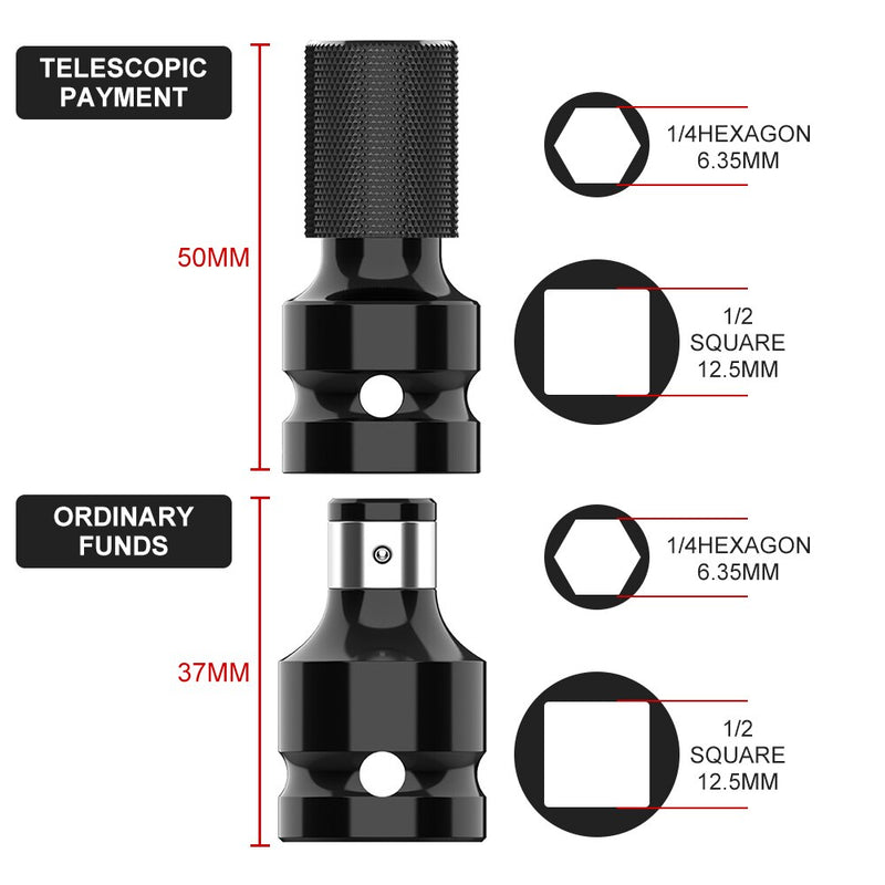 1/2 Inch Square To 1/4 Inch Hex Ratchet Socket Impact Wrench Socket Set Adapter Spanner Drive Converter Quick Release Tool
