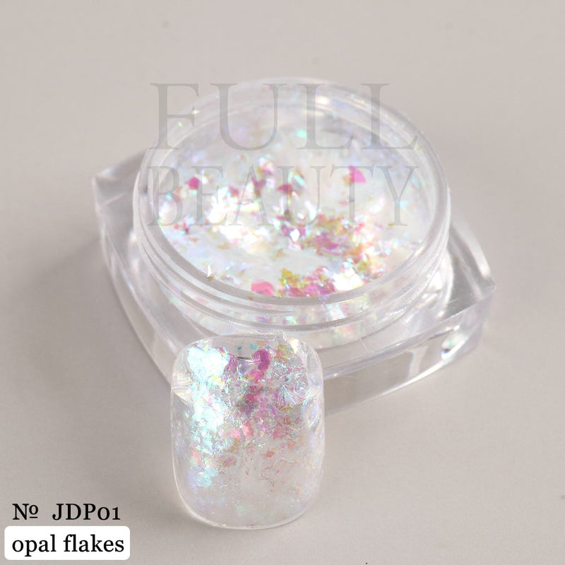 Crystal Fire Opal Flakes Nail Sequins Purple Holographic Glitter DIY Chrome Powder for Spring Nails Manicure Paillettes GL1857