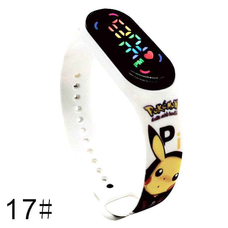 Pokemon Strap LED Electronic Watch Fashion Colorful Bracelet Touch Waterproof Anime Character Pikachu Educational Children&