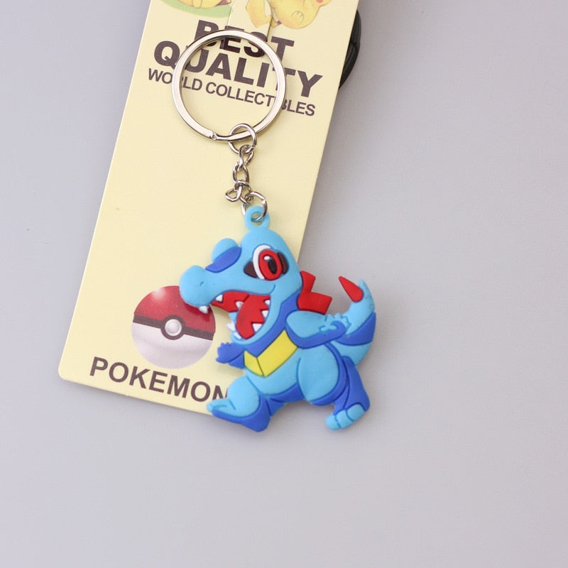Pokemon Anime Marowak Abra Gengar Ponyta Porygon Alloy Silicone Keychain Accessories Pendant Bag Key Ring Pendant Birthday Gifts