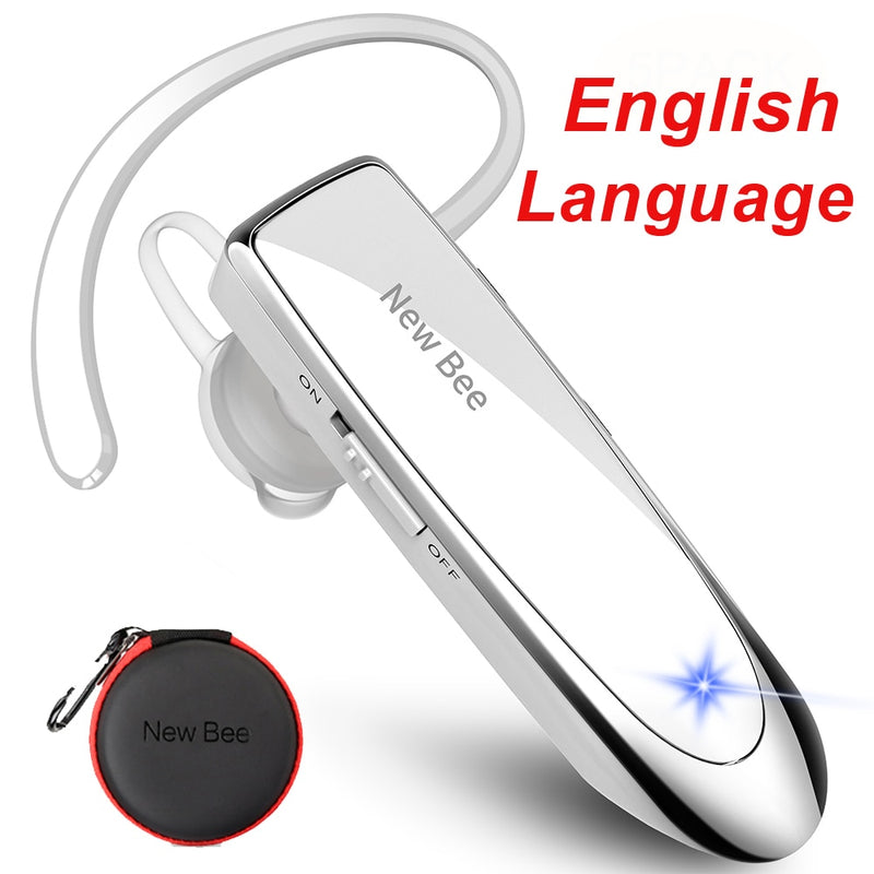 New Bee Bluetooth 5.0 Wireless Headphones Headset Earbuds Earphones with Mic 24Hrs Mini Handsfree Earpiece for iPhone xiaomi