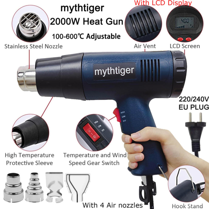 2000W LCD/NO LCD Heat Gun Variable Temperature Advanced Electric Hot Air Gun Power Tool Hair dryer for soldering Thermoregulator
