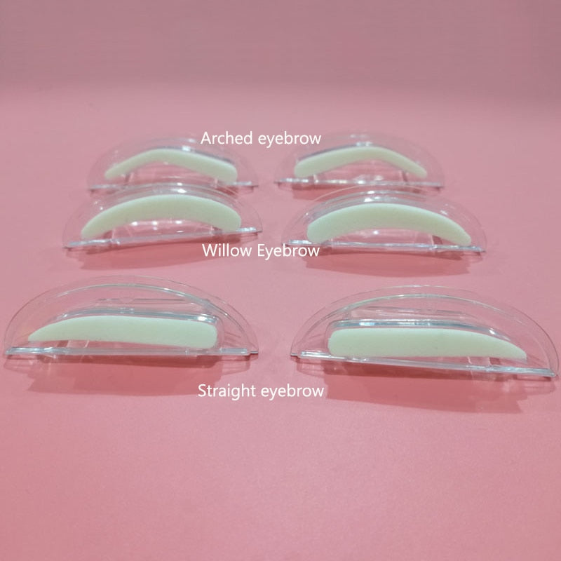 1 Pair Profession Brow Stamp Sponge Stencil with Handle Lazy Quick Make Up Eyebrow Template Seal Spare Eyebrow Powder Print Tool