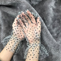 Women&#39;s Sexy Guantes Transparentes Dot Print Black White Mesh Tulle Gloves Female Club Prom Party Dancing Dress Glove