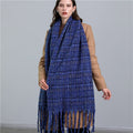 2022 New Women Plaid Scarf Winter Pashmina Shawls Cashmere Thick Wraps Lady Tassel Warm Scarves Rainbow Hairy Bufanda