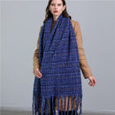 2022 New Women Plaid Scarf Winter Pashmina Shawls Cashmere Thick Wraps Lady Tassel Warm Scarves Rainbow Hairy Bufanda