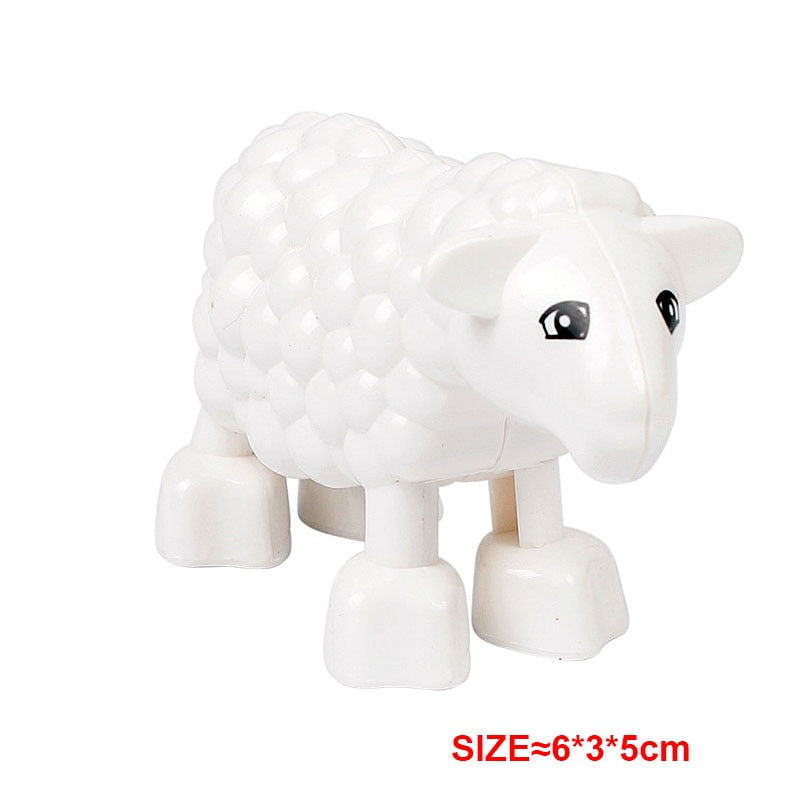 Big Building Block Accessories Chicken Duck Dog Cat Bird Cattle Sheep Zebra Rhinoceros Insect Zoo Series DIY Duploes Toy Gift