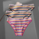 FINETOO 3Pcs/Set Colorful Stripes Panties Women&