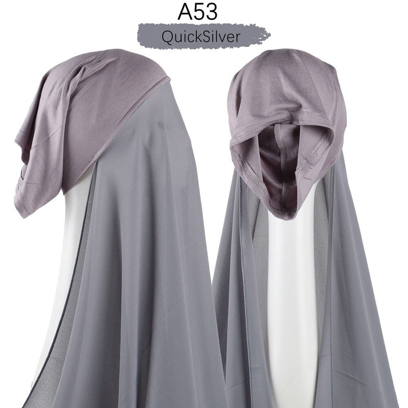 Women Muslim Instant Chiffon Hijab With Cap Underscarf Bonnet HIjabs  Scarf Islam Headscarf Headwrap Turbante