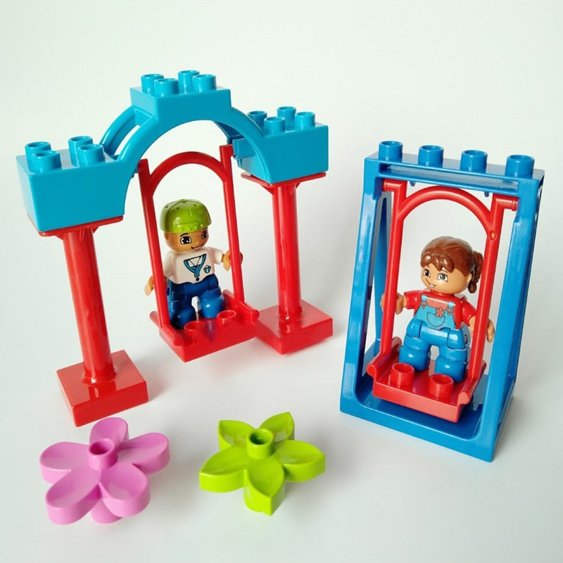 Big Building Blocks Compatible Slide Swing Seesaw Park Playground Series Large Bricks Children Educational Creative Toy Kid Gift