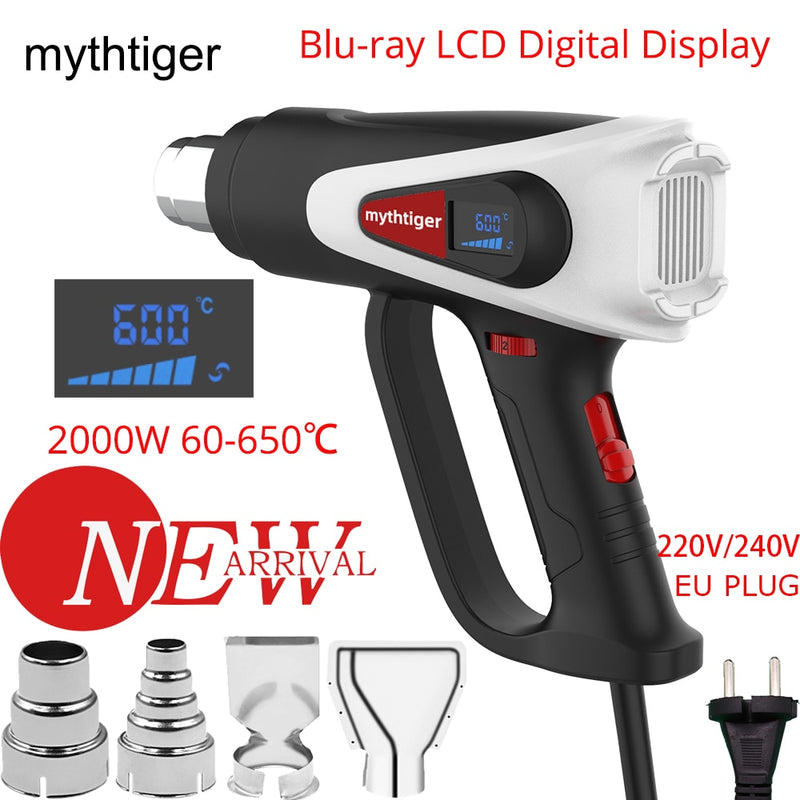 Heat Gun 2000W Professional Hot Air Gun with 2 Temperature Modes Hands-Free Stand Built-in Ideal for Stripping Paints Soldering