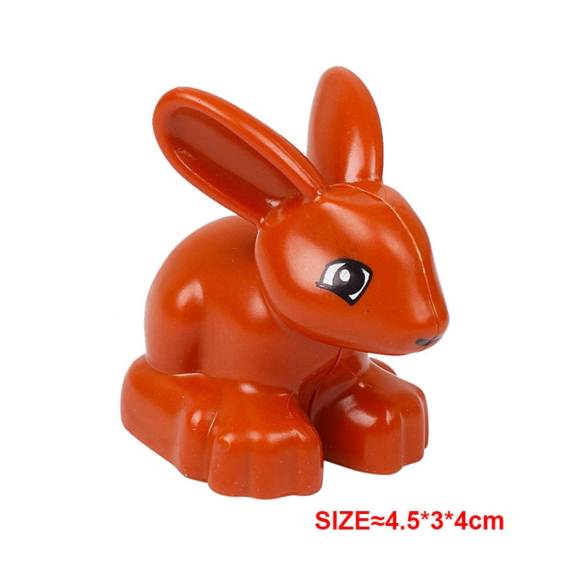 Big Building Block Accessories Chicken Duck Dog Cat Bird Cattle Sheep Zebra Rhinoceros Insect Zoo Series DIY Duploes Toy Gift