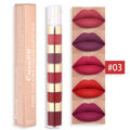 5 In 1 Matte Lipstick Kit Combo Strip Velvet Sexy Red Lip Tint Non-stick Cup Lip Gloss Lip Oil Makeup Lips Cosmetic Set