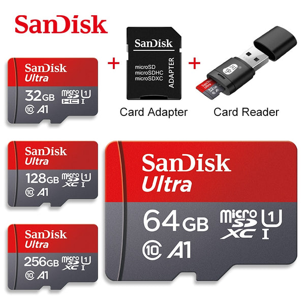 100% SanDisk A1 Memory Cards camera card 16GB 32GB 64GB Micro SDcard 128GB 120MB/s Class 10 UHS-1 Flashcard Microsd TF/SD Card