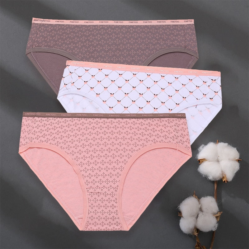 3PCS/Set Women Panties Cotton Underwear Patchwork Cute Design Female Lingerie Underpants Pantys Sexy Briefs Intimates for Girls