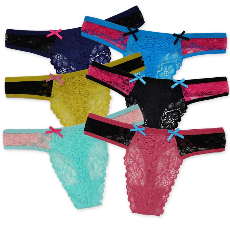 5 PCS/Set Sexy Lace Thong Women Low Waist Panties Transparent Underwear Ladies Lingere Panty Underware Womens G String 87169