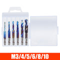 M3 M4 M5 M6 M8 M10 Tap Drill Titanium Plated Hex Shank HSS Screw Machine Compound Hand Tools Metric Thread Tap Drill Bits Set