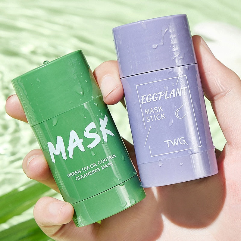 Green Tea Mask Solid Face Mask Stick Oil Control Moisturizing Cleansing Mask Acne Treatment Remove Pores Blackhead Mask