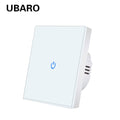 UBARO Eu AC100-240V Tempered Black White Crystal Glass Touch Switch Panel Wall Light Sensor Button 1/2/3 Gang 10A Interruptor