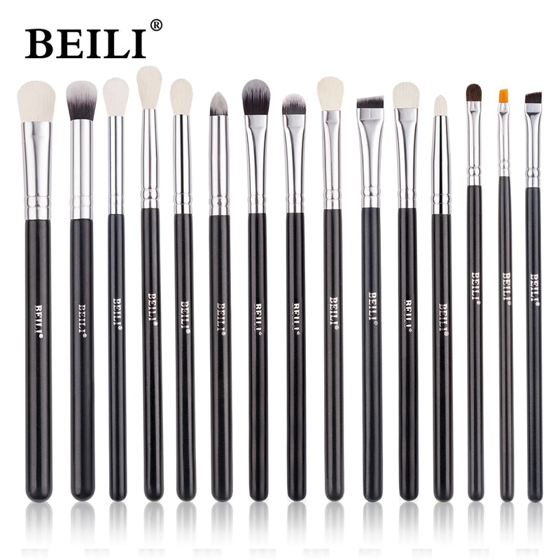BEILI Black 10-19Pcs Makeup Brushes Natural Hair Eyeshadow Blending Eyeliner Makeup Brush Set Shader Eyebrow brochas maquillaje