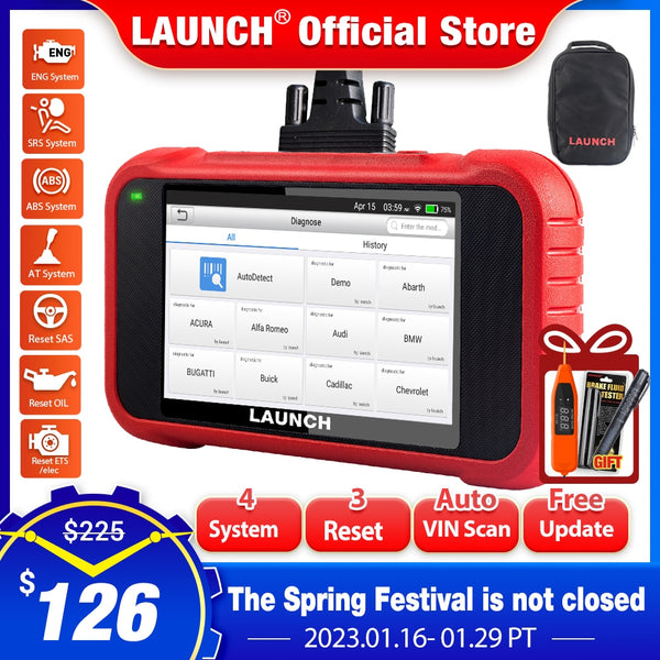 LAUNCH X431 CRP123E Car OBD2 Diagnostic Tools Automotive OBD Scanner ABS SRS Airbag Engine AT SAS OIL Brake Reset Free Update