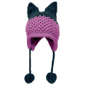 BomHCS Cute Fox Ears Beanie Winter Warm 100% Handmade Knit Hat