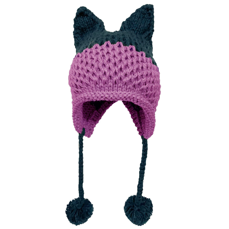 BomHCS Cute Fox Ears Beanie Winter Warm 100% Handmade Knit Hat
