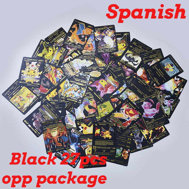 55 Pieces Of Pokemon Metal Gold Card Charizard Vmax Gx  Energy Card Charizard Pikachu Rare Collection Battle Trainer Card Child